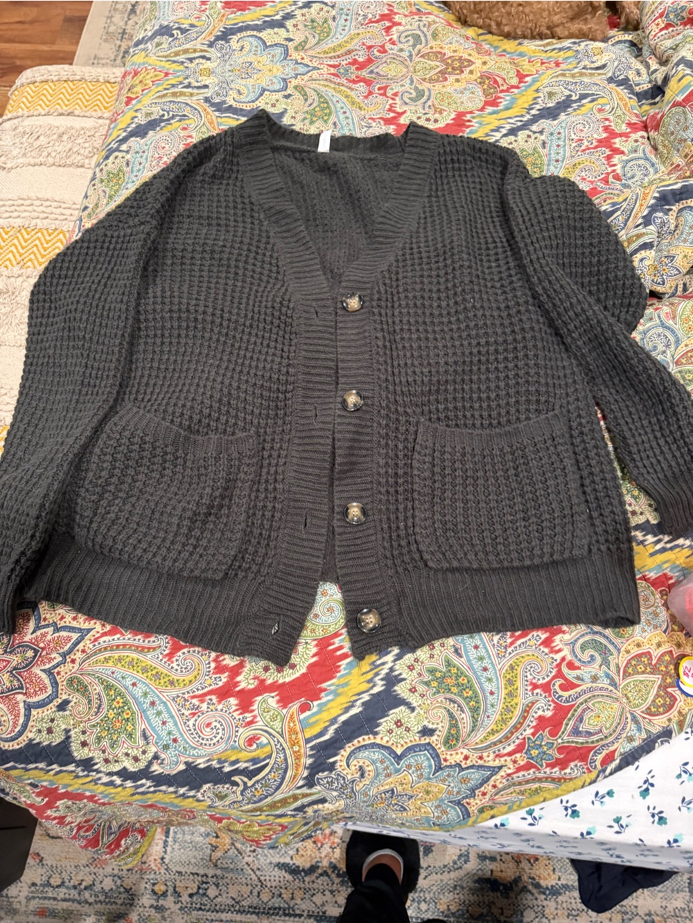 Zenana Outfitters Women’s Dark Charcoal Knit Cardigan